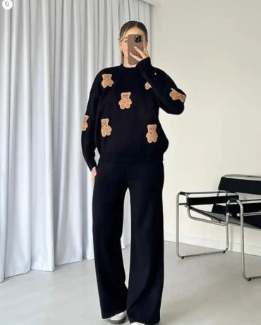 Black Bear Craze Printed Fleece Co-ord Set