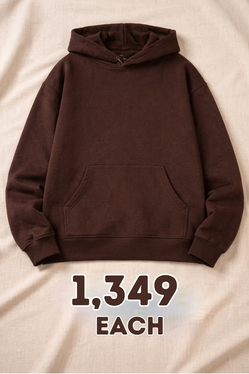 Dark Brown Basic Kangaroo Hoodie for Men