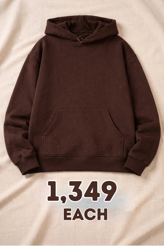 Dark Brown Basic Kangaroo Hoodie for Men