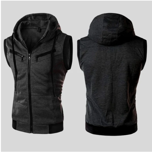 Charcoal Sleeveless Hooded Zipper