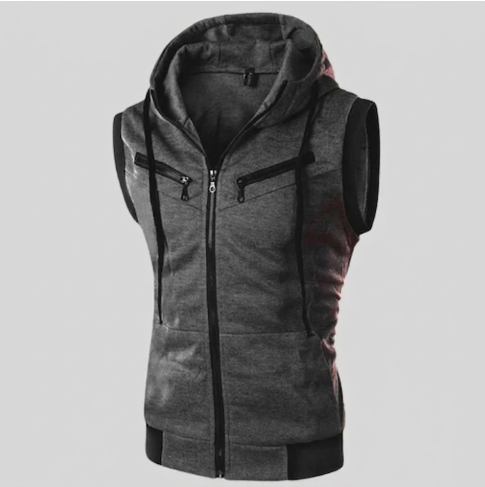 Charcoal Sleeveless Hooded Zipper