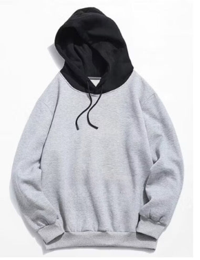 Grey With Black Basic Kangaroo Hoodie