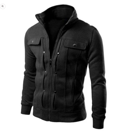 Black Mexican Style Zipper Jacket For Men