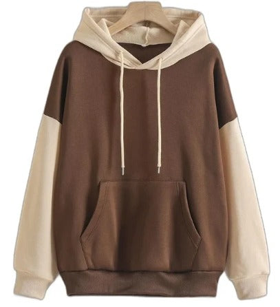Brown With Cream Basic Hoodie For Women