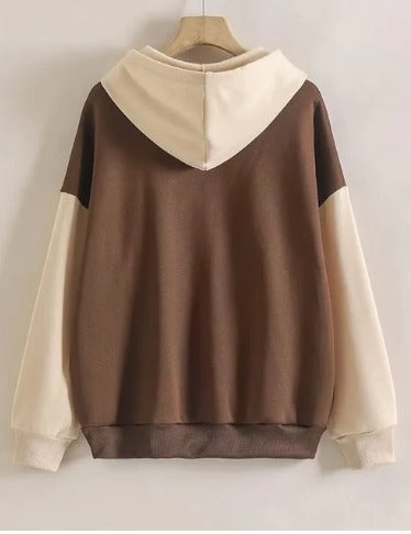 Brown With Cream Basic Hoodie For Women