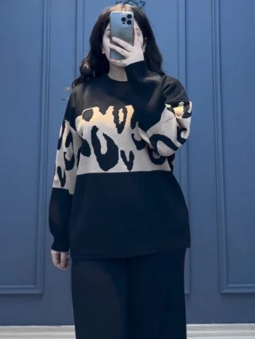 Black Wild Printed Fleece Co-ord Set