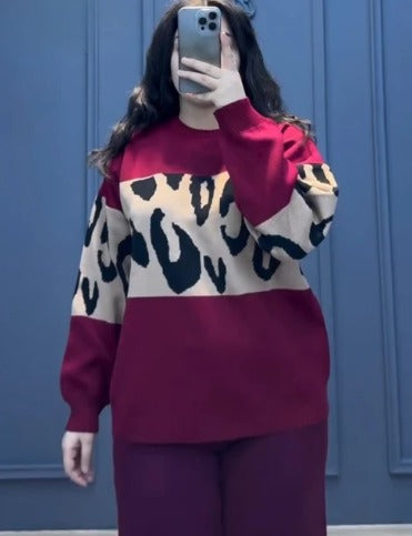 Maroon Wild Printed Fleece Co-ord Set
