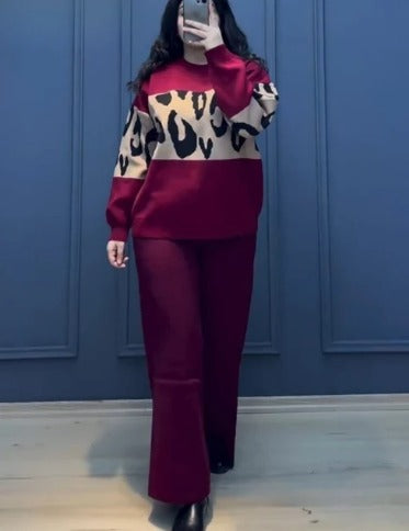 Maroon Wild Printed Fleece Co-ord Set