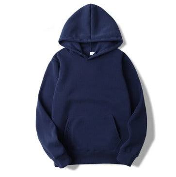 Navy Blue Basic Kangaroo Hoodie for Women