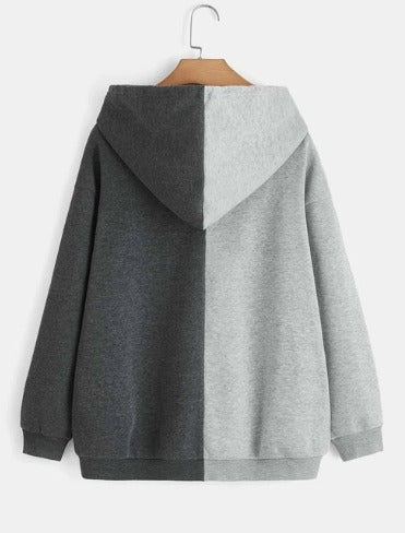 Charcoal With Grey Butterfly Zipper Hoodie