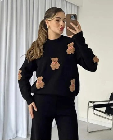 Black Bear Craze Printed Fleece Co-ord Set