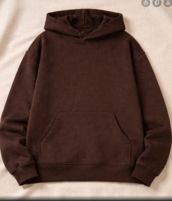 Dark Brown Basic Kangaroo Hoodie For Women