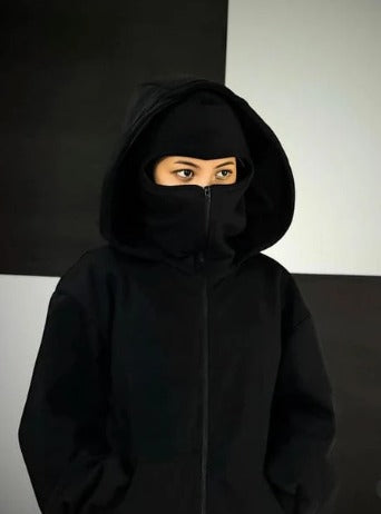 Balaclava Ninja Zipper Hoodie Jacket For Women
