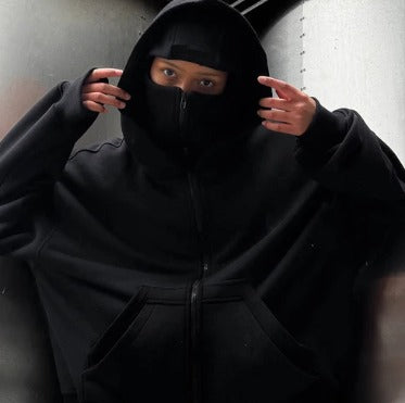Balaclava Ninja Zipper Hoodie Jacket For Women